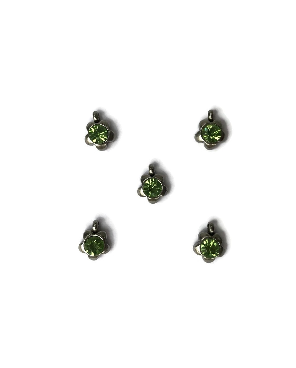 Zawieszka z cyrkonia zielony 9x7mm stal nierdzewna