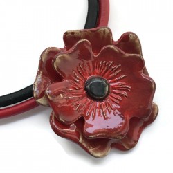 Naszyjnik z ceramiki Kwiat, czerwony SILVA