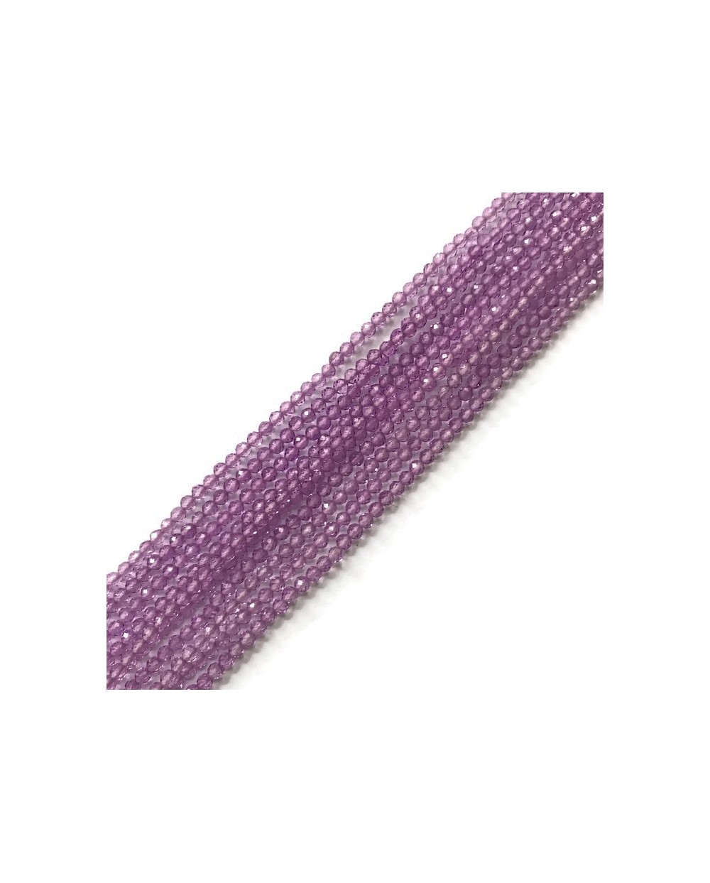 Kwarc kulka fasetowana 2mm sznurek fiolet