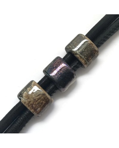 Koralik przekładka ceramiczna 20x14mm szaro-fioletowy
