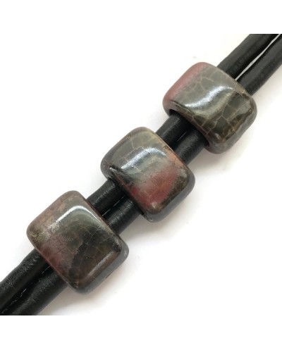 Koralik przekładka ceramiczna 20x14mm szaro-różowy