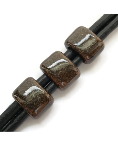 Koralik przekładka ceramiczna 20x14mm brązowy