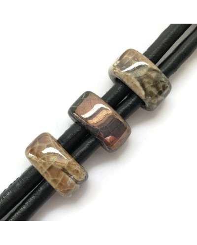 Koralik przekładka ceramiczna 20x10mm brąz-fiolet