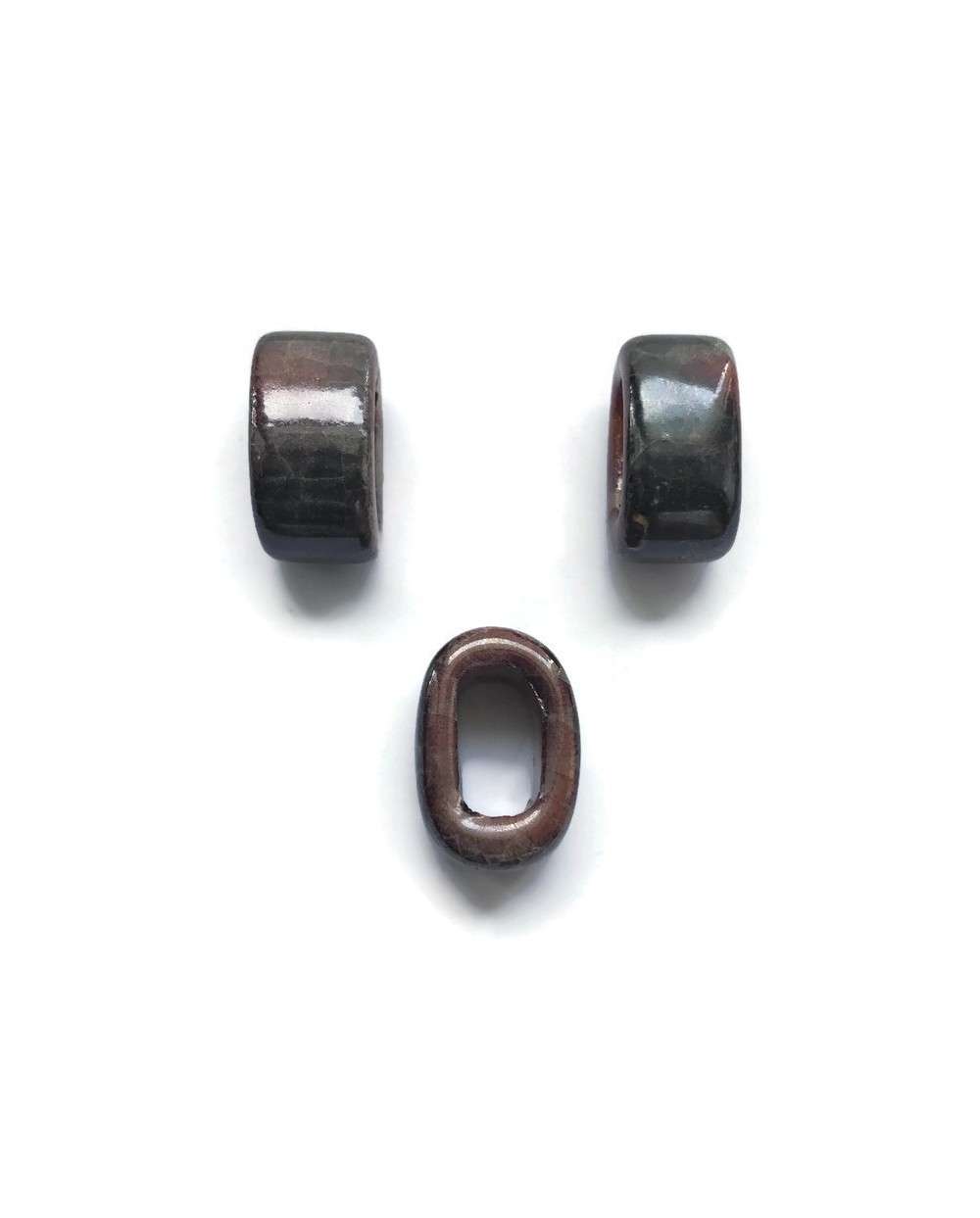 Koralik przekładka ceramiczna 20x10mm ciemny szary-róż