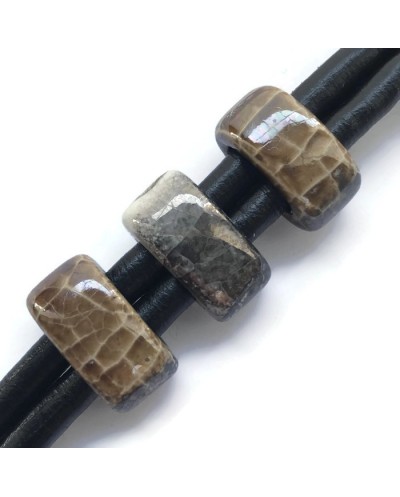 Koralik przekładka ceramiczna 20x10mm szaro-brązowy