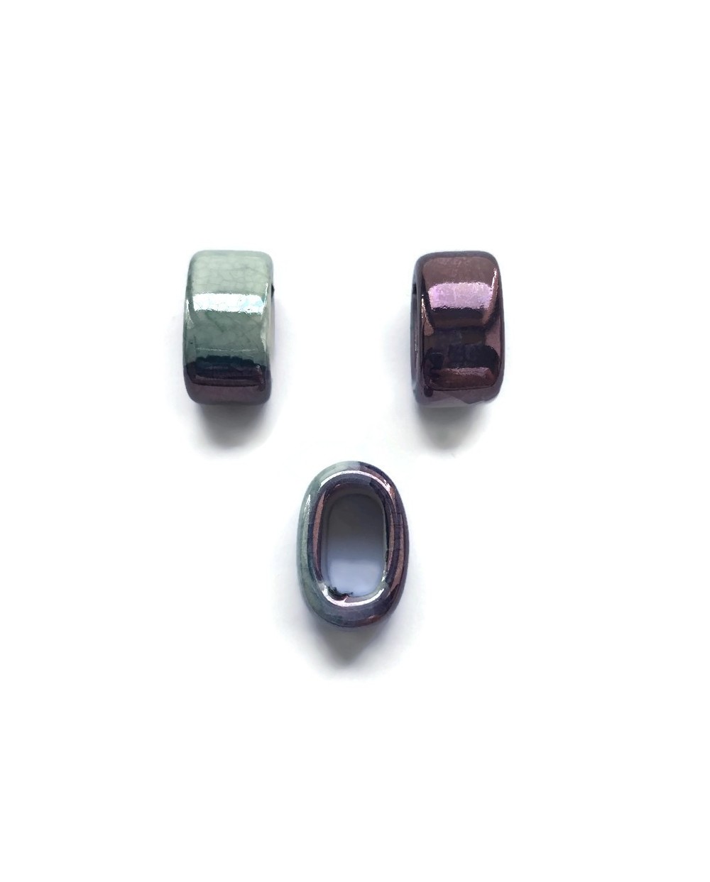 Koralik przekładka ceramiczna 20x10mm fiolet-zielony