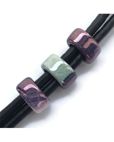 Koralik przekładka ceramiczna 20x10mm fiolet-zielony