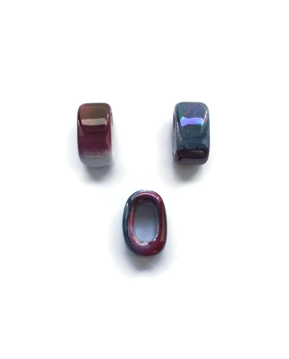 Koralik przekładka ceramiczna 20x10mm róż-błękit