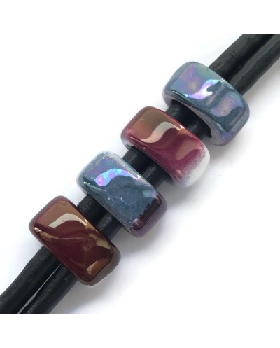 Koralik przekładka ceramiczna 20x10mm róż-błękit