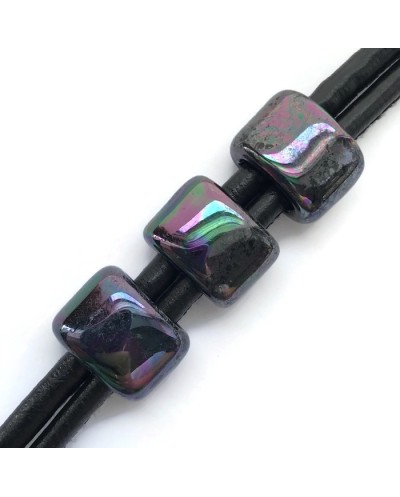 Koralik przekładka ceramiczna 20x10mm czarny opalizujący