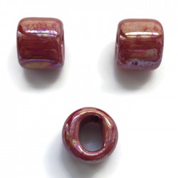 Koralik przekładka ceramiczna 17x14mm czerwony
