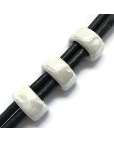 Koralik przekładka ceramiczna 20x10mm biały