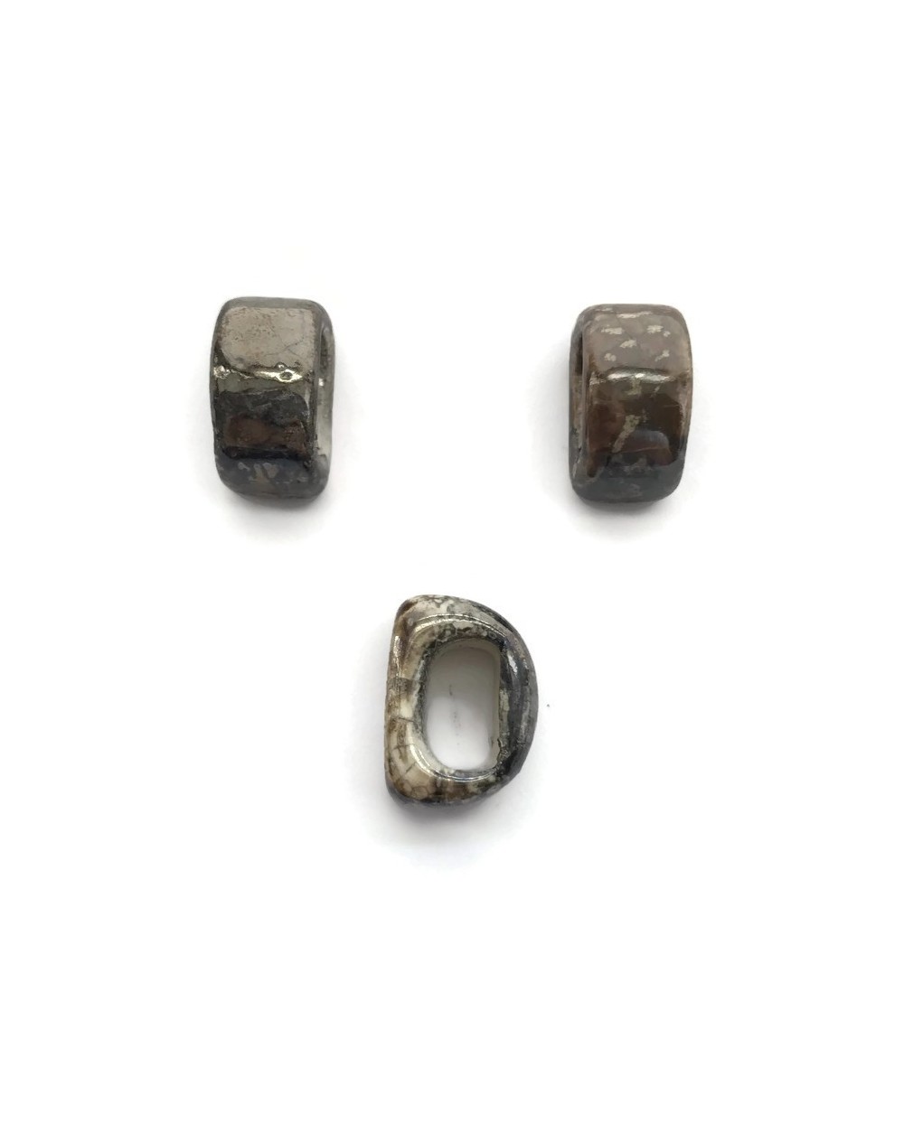 Koralik przekładka ceramiczna 20x10mm szaro-brązowy