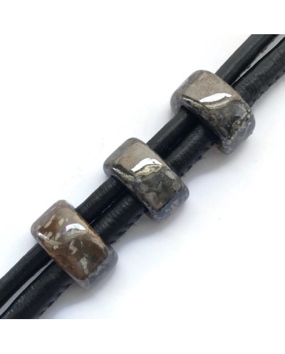 Koralik przekładka ceramiczna 20x10mm szaro-brązowy