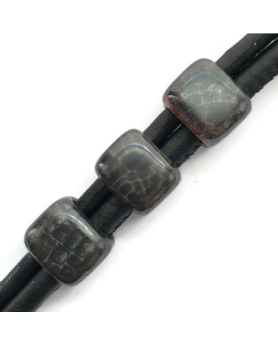 Koralik przekładka ceramiczna 15x15mm szaro-różowy