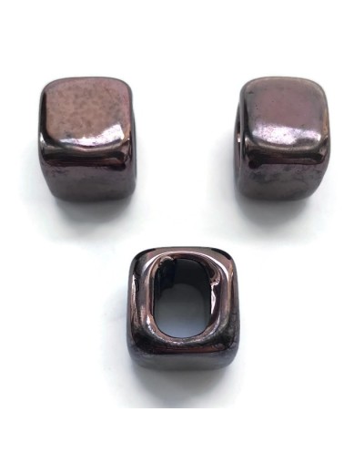 Koralik przekładka ceramiczna 15x15mm miedziany