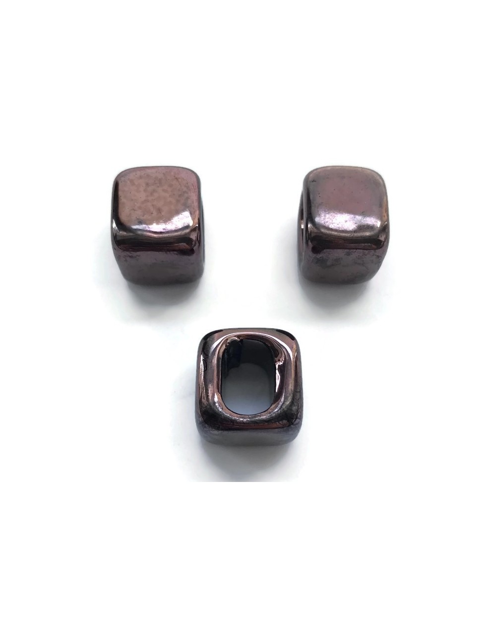 Koralik przekładka ceramiczna 15x15mm miedziany