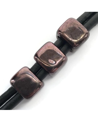 Koralik przekładka ceramiczna 15x15mm miedziany