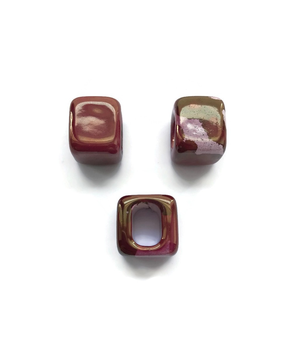 Koralik przekładka ceramiczna 15x15mm róż mix