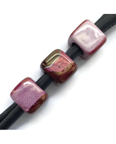 Koralik przekładka ceramiczna 15x15mm róż mix