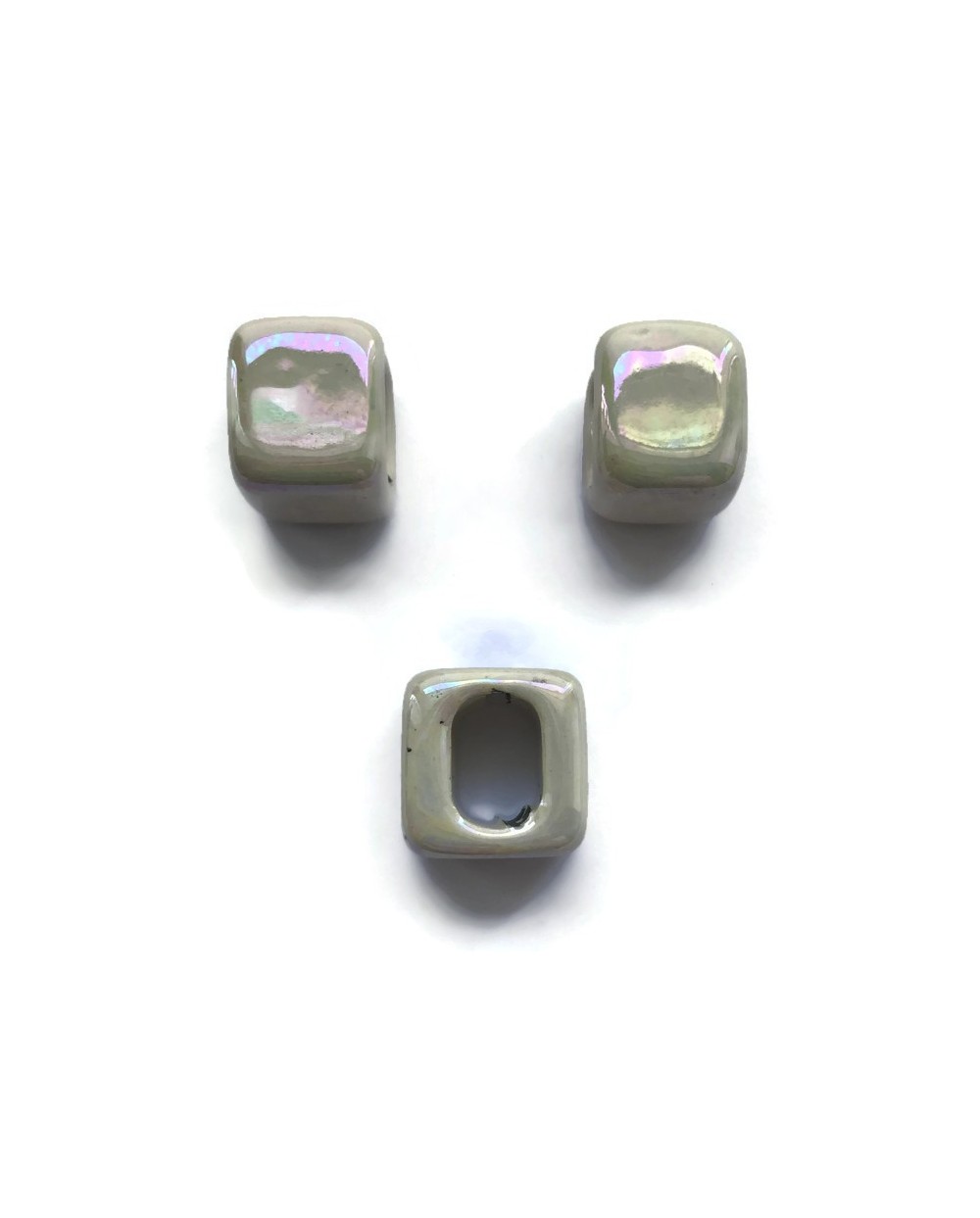 Koralik przekładka ceramiczna 15x15mm ecru