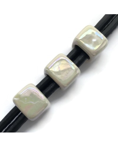 Koralik przekładka ceramiczna 15x15mm ecru