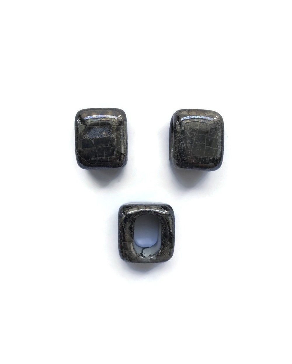 Koralik przekładka ceramiczna 15x15mm szary