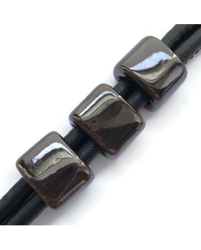 Koralik przekładka ceramiczna 15x15mm miedziany