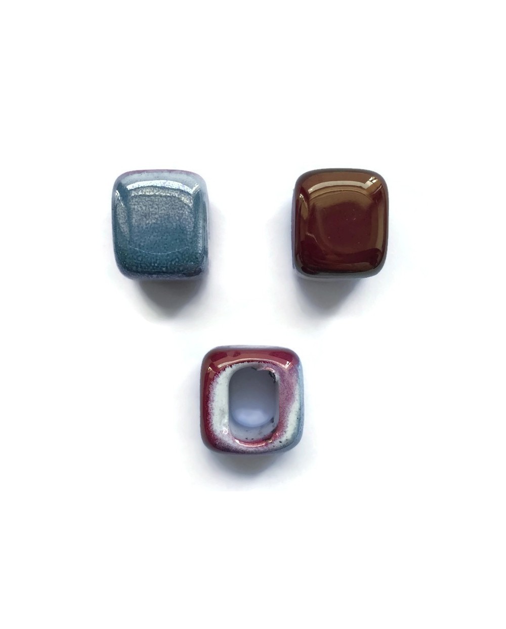 Koralik przekładka ceramiczna 15x15mm różowo-niebieski