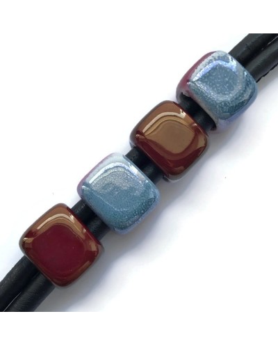 Koralik przekładka ceramiczna 15x15mm różowo-niebieski