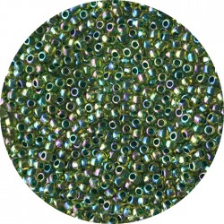 TOHO - Round 11/0 : TR-11-1829 Inside-Color Rainbow Jonquil/Forest Green-Lined