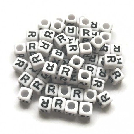 Koraliki modułowe - Literki - Alfabet literka R 6x6mm