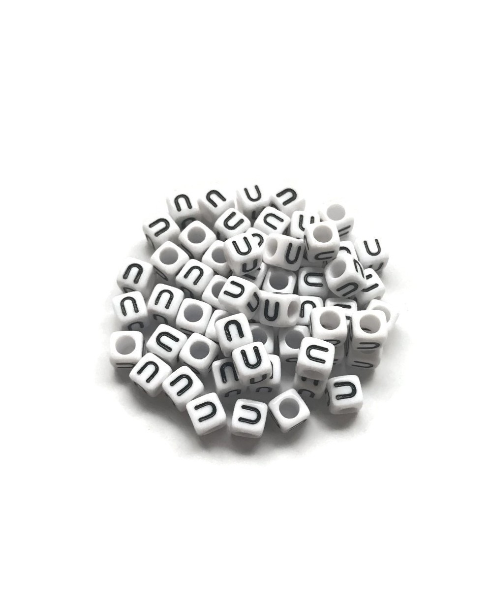 Koraliki modułowe - Literki - Alfabet literka U 6x6mm
