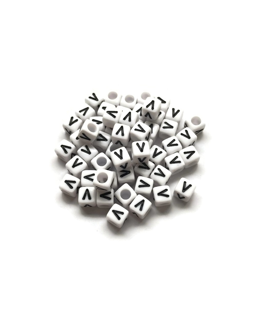 Koraliki modułowe - Literki - Alfabet literka V 6x6mm