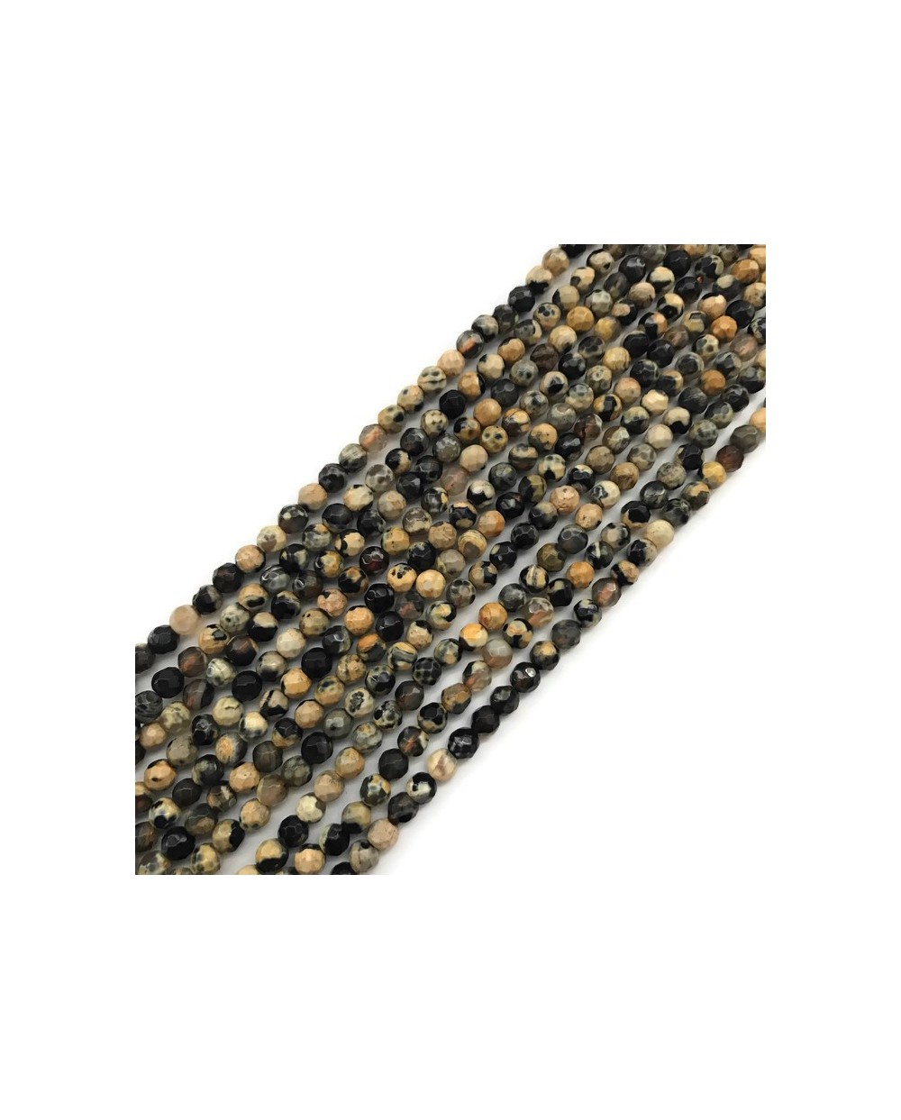 Agat kulka 4mm czarno-żółty sznurek