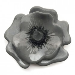 Element ceramiczny kwiat szary, zawieszka wisior do biżuterii 70-80mm