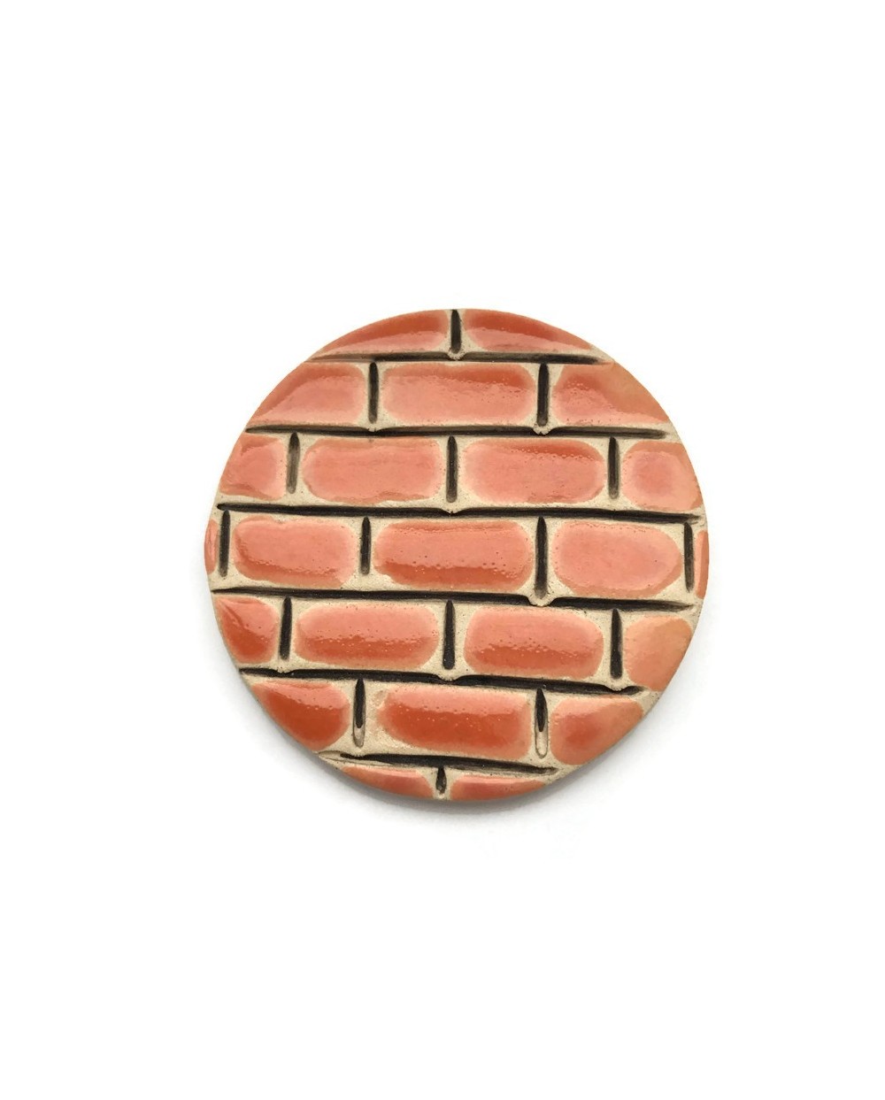 Kaboszon ceramiczny, koło 50mm, pomarańczowy murek