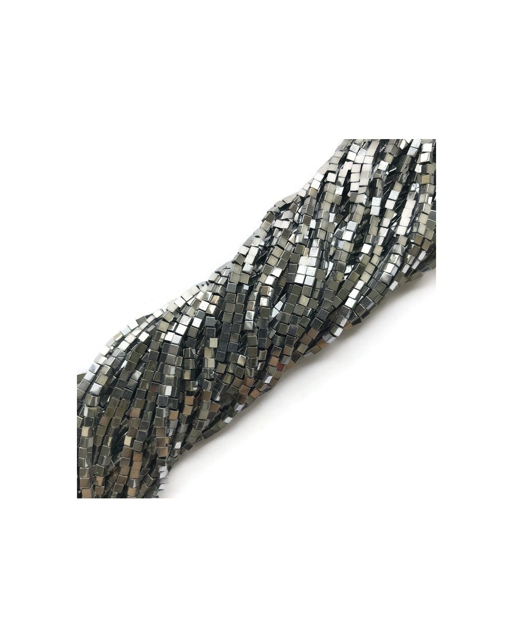 Hematyt kostka 2x2mm srebrny sznurek