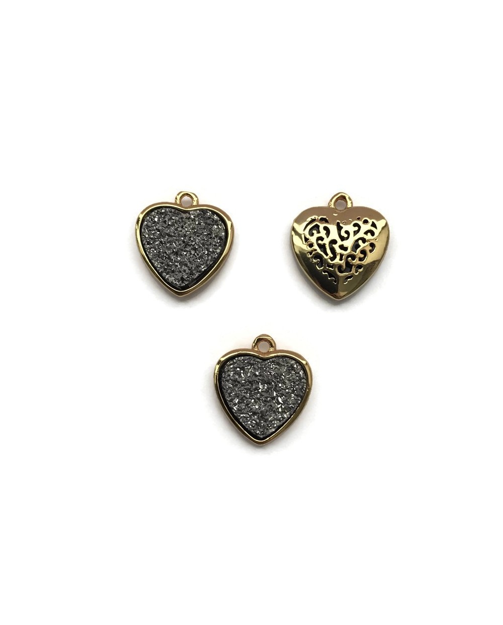 Zawieszka kwarc tytanowy serce 16x14mm srebrny dreams