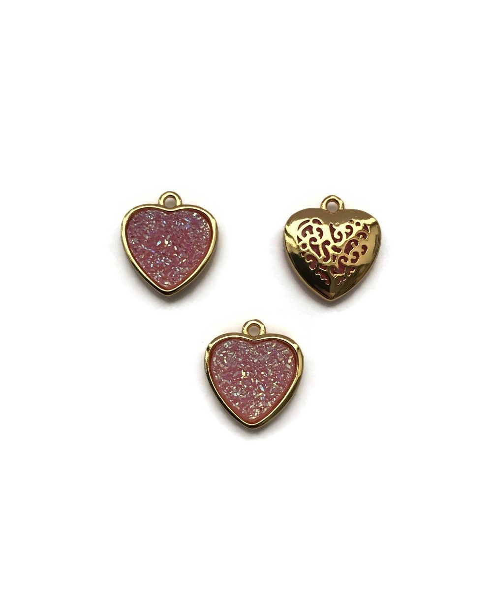 Zawieszka kwarc tytanowy serce 16x14mm jasny róż dreams