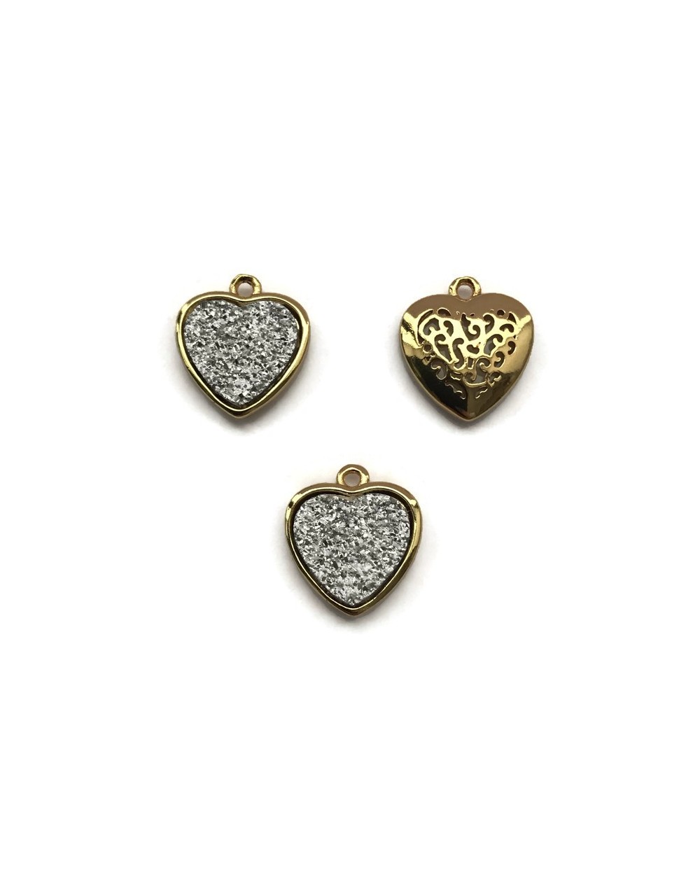 Zawieszka kwarc tytanowy serce 16x14mm biały dreams