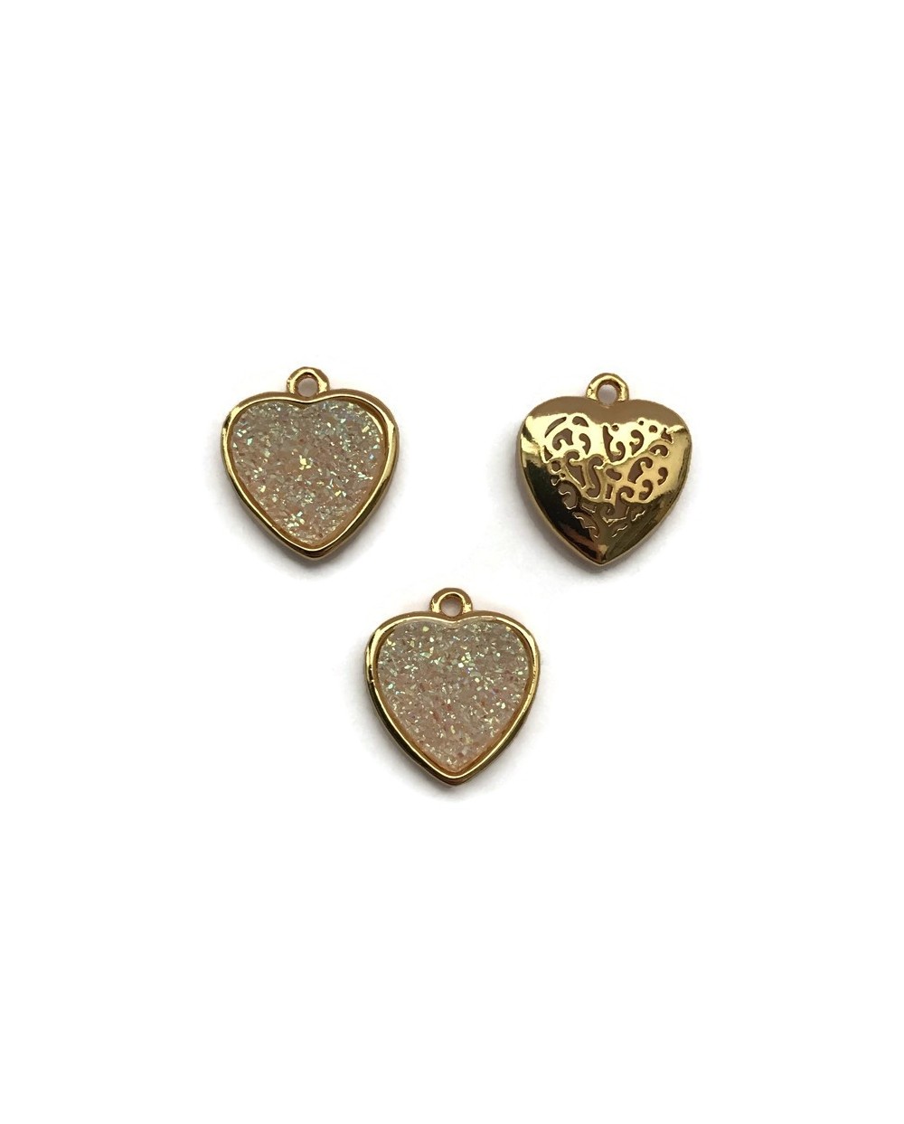 Zawieszka kwarc tytanowy serce 16x14mm biały dreams