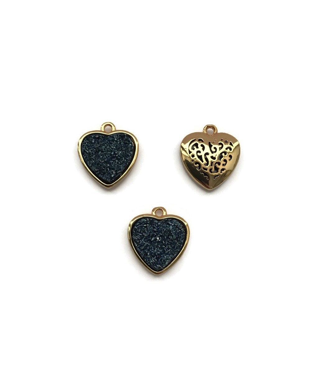 Zawieszka kwarc tytanowy serce 16x14mm jasny granat dreams