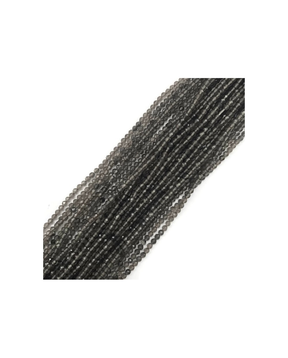 Kwarc kulka fasetowana 2mm sznurek szary