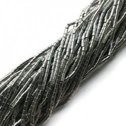 Hematyt wałek 2x2mm srebrny matowy sznurek