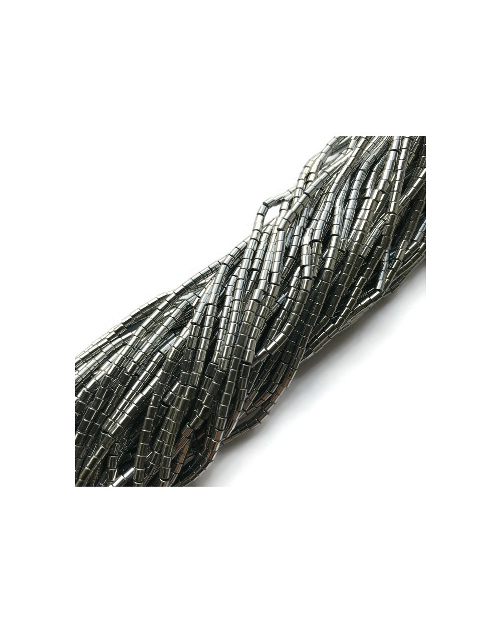 Hematyt wałek 2x2mm srebrny matowy sznurek