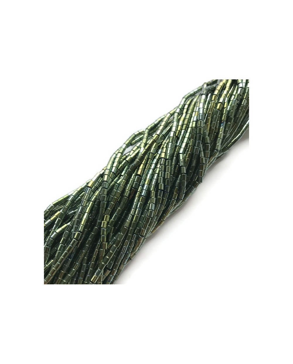 Hematyt wałek 2x2mm zielony sznurek