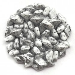 GemDuo koraliki czeskie Silver Splash White 8x5mm