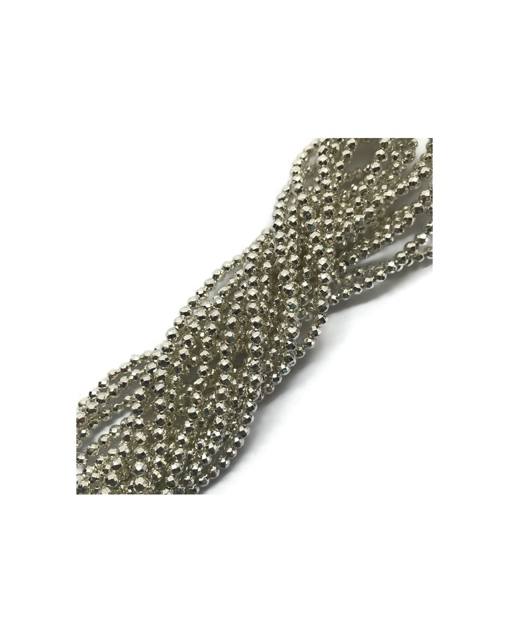 Hematyt kulka 4mm jasno srebrny sznurek