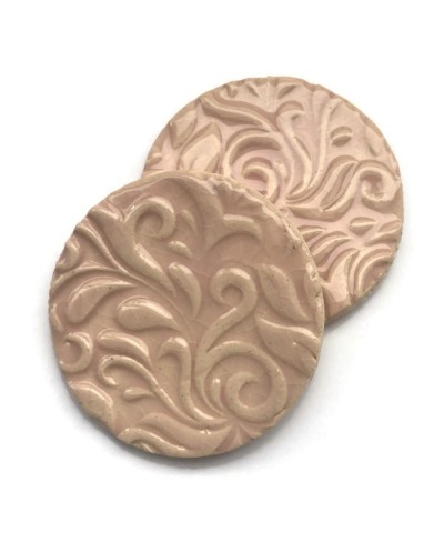 Kaboszon ceramiczny ze wzorem, koło 50mm, jasny róż